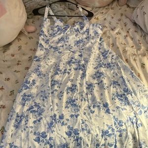 Floral Blue and White Dress